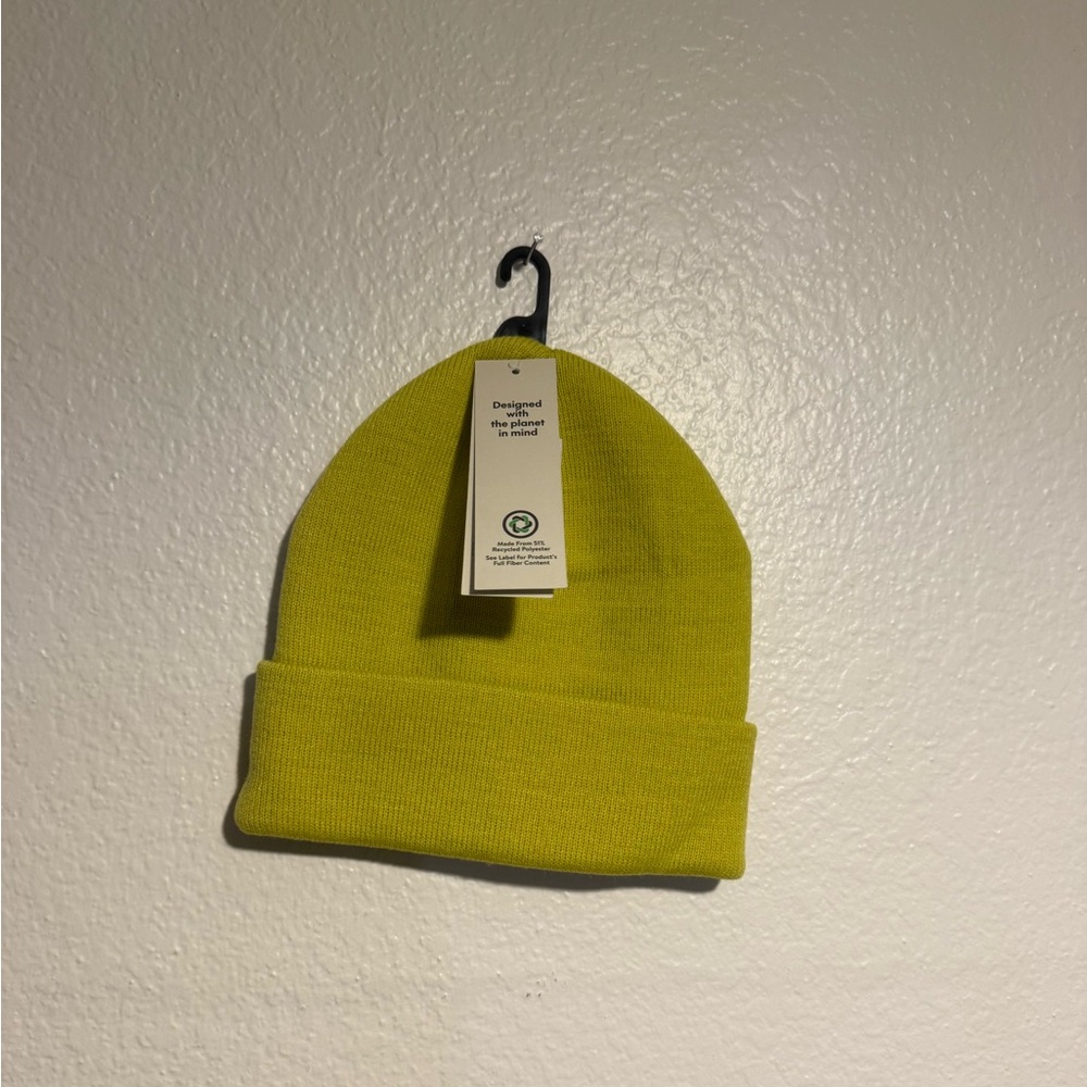 Kids Lime Green Knit Beanie Hat - Unbranded